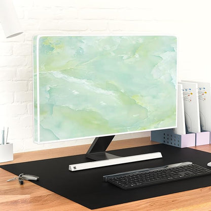 Baocicco Sage Green Marble Waterproof 26, 27, 28 Inch Anti-Static Dustproof LCD/LED/HD Abstract Creative Desige Monitor Accessories Laptop TV LCD Screen Texture Monitor Decoration for Tablet
