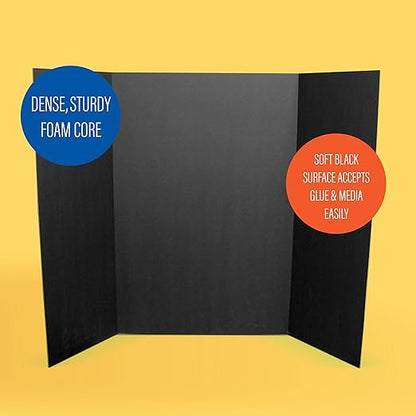 Flipside Products 36” x 48” Foam Project Boards for Presentations, Science Fair, School Projects, Event Displays and Trifold Picture Board - Total Black - 10 Pack