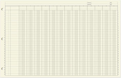 BookFactory Ledger Sheets/Large 13 Column Accounting Ledger Columnar (Thirteen Columns) Loose Leaf Paper - 17'' x 11'', 50 Pages, Loose Leaf, 3 Hole Punched (Made in USA)