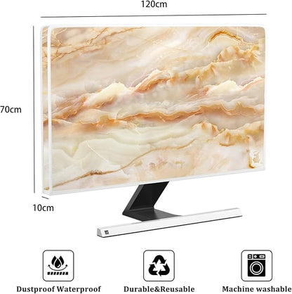 Baocicco Abstract Waterproof TV Screen Cover with Marble Design Aesthetic Television Covers for Xmas Decoration Anti-Static Dustproof Protective Cover for LED LCD OLED TVs 50, 51, 52 Inch