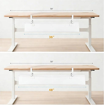 Oxford Cloth Under Desk Cable Management Tray,No-Drill 36" Desk Cable Management Organizer with Clip/Screw Installation,Fabric Cable Management for Home,Office & Gaming Computer(White)