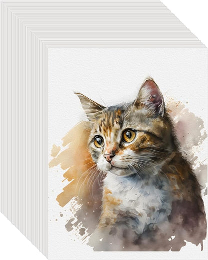 100PCS 8.5x11 Watercolor Paper Bulk, 140lb/300g Cold Press Thick Water Color Paper Pad for Child Adult, White Art Paper for Drawing Painting Markers Gouache, Textured Cotton Paper Sheets