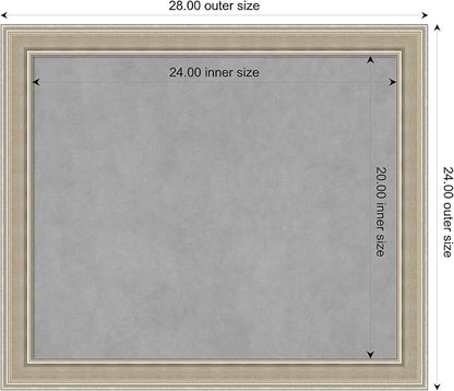Amanti Art Silver Framed Magnetic Board 24x28 Medium Vision Board for use with Magnets, 100% Metal Sheet to Display Items as Office Decor or for Home Organization in mudroom, Kitchen or Kids Room