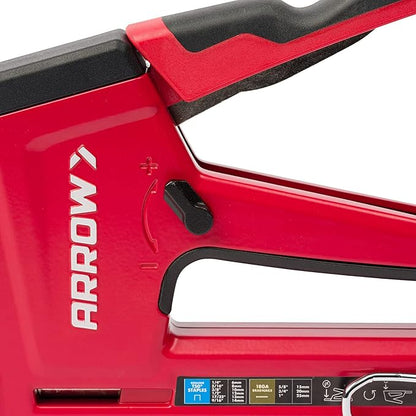 Arrow T50RED2 Heavy Duty Manual 2-in-1 Staple Gun and Brad Nailer for Upholstery, Framing, Insulation, Crafts, and Furniture, Red