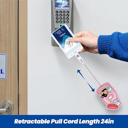 Anti Depressants Funny Cat Nurse Badge Reel, Cute Pink Retractable ID Card Badge Holder with Alligator Clip, Name Tag Medical Badge Buddy for Nurse Psychiatrist Psychotherapist Medical Staff Cat Lover