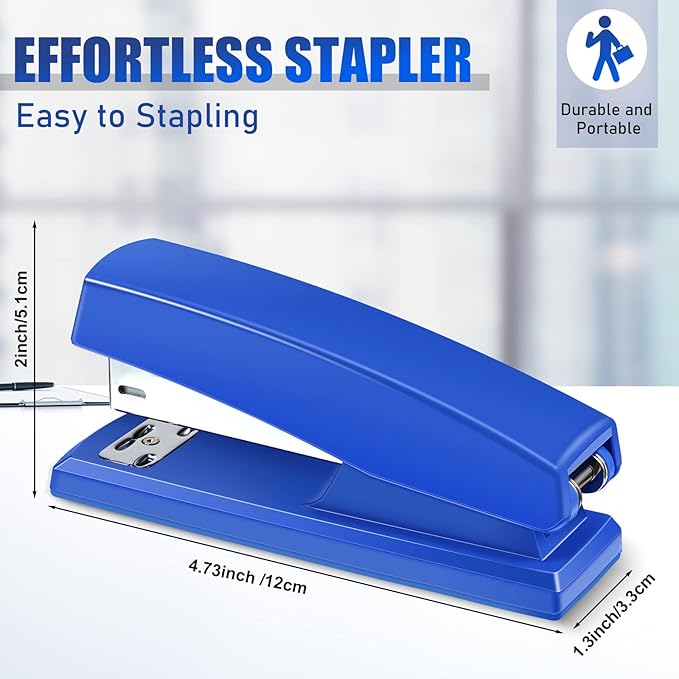 Marspark 10 Pcs Stapler for Desk Office Staplers Bulk with 6000 Staples 25 Sheet Capacity for School Office (Blue)