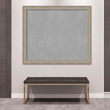 Amanti Art Silver Framed Magnetic Board 45x53 Oversize Vision Board for use with Magnets, 100% Metal Sheet to Display Items as Office Decor or for Home Organization in mudroom, Kitchen or Kids Room
