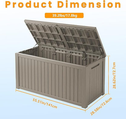 PATIOEASY 200GAL Deck Box -Grey，Waterproof Outdoor Storage Binfor Patio Furniture，Garden Patio Furniture， Outdoor
