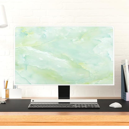 Baocicco Sage Green Marble Waterproof 26, 27, 28 Inch Anti-Static Dustproof LCD/LED/HD Abstract Creative Desige Monitor Accessories Laptop TV LCD Screen Texture Monitor Decoration for Tablet