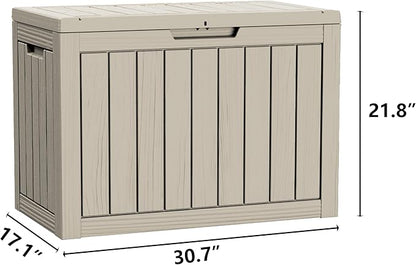 Yardgrace 45 Gallon Patio Storage Box - Waterproof Deck Box for Outdoor Toys, Space-Saving Resin Chest with Lock for Cushions & Pool Gear, UV-Resistant, Ash Grey