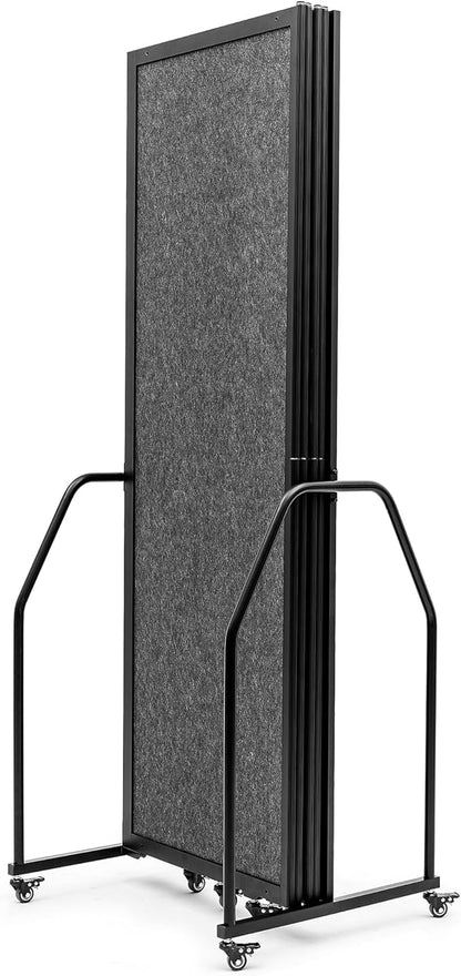 Artigwall Folding Privacy Screens Freestanding partition with Wheels and arms Portable dividers for Medical Hospital Offices 5 Panel, Dark Gray