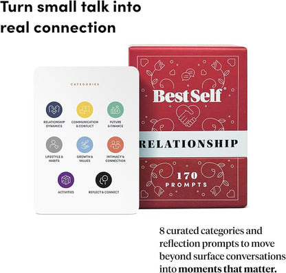 BestSelf Relationship Deck 170 Discussion Prompts Conversations Starter Couples Games - Perfect Couples Card Games for Adults, Romantic Gifts