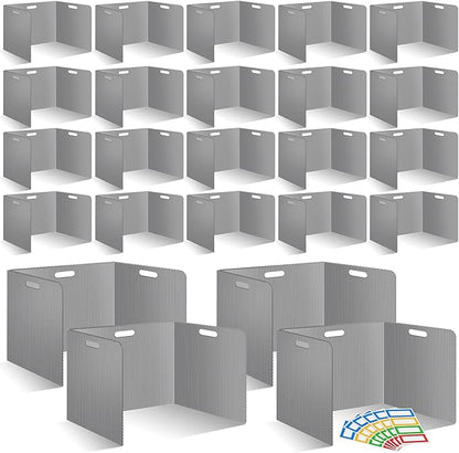 24 Pcs Desk Dividers for Students 14 × 17.5 × 14 Inch Plastic Durable and Waterproof Privacy Folders Shields Test Dividers with Classroom Privacy Boards for School Study Teacher Supplies (Gray)