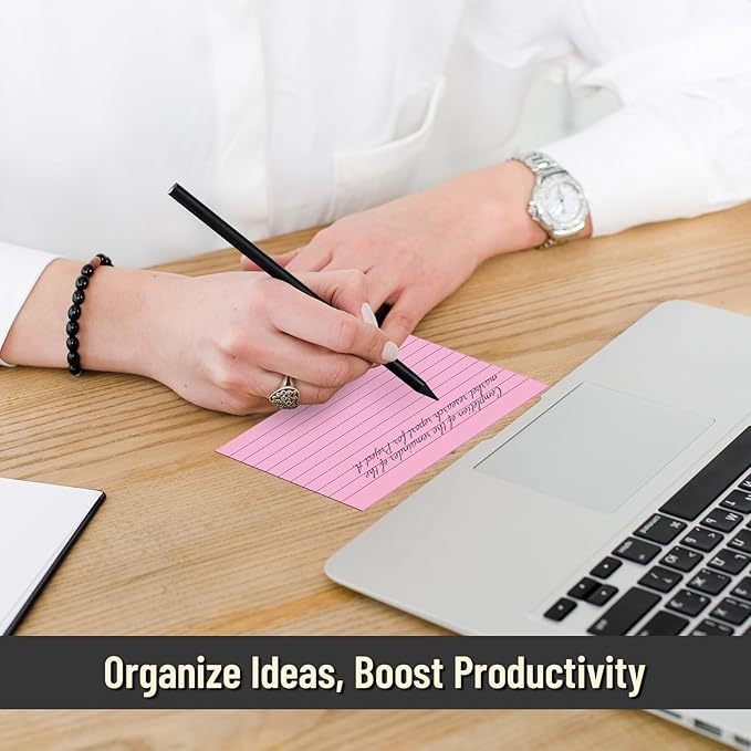 300 Count Index Cards 3 x 5 Inch Ruled Pink Index Cards, Flash Cards College Ruled for School, College, Office and Home Organization, Durable Study To Do List Note Cards with Ruled Lines