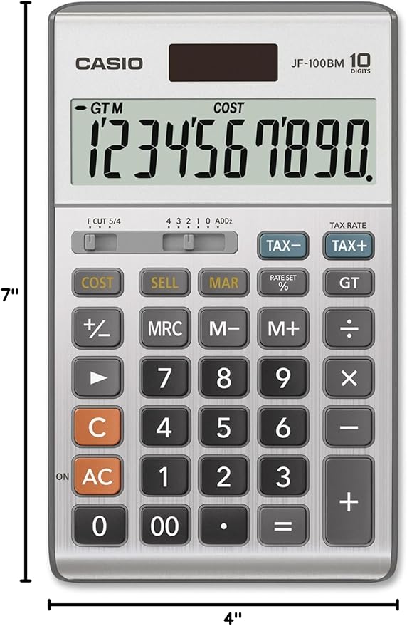 Casio Inc. JF-100BM Standard Function Calculator,Multicolor, 4 1/4 x 6 7/8