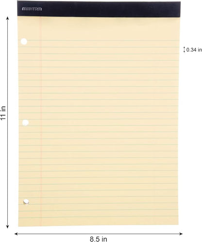Mintra Office Canary Legal Pads - With Micro-perforated sheets, Smooth-lined paper, Ideal for Office Tasks, Assignments or Notes, Meetings, and Journaling, 3 pack Wide Ruled, Double Pad, 8.5"x11"