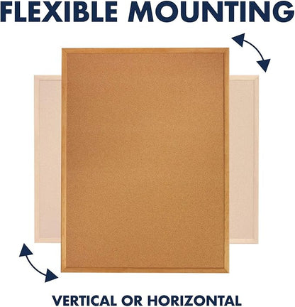 Quartet Cork Board, Bulletin Board, 4' x 6' Corkboard, Oak Finish Frame (307)