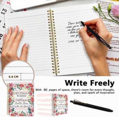My Final Wishes End of Life Planner with Pen Set - A5 Spiral Notebook, Everything You Need to Know Lined Journal, Funny Retirement Goodbye Gifts for Coworkers, Peace of Mind Organizer