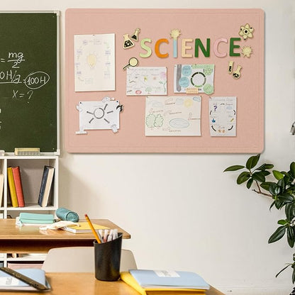 Large Bulletin Board - 48 x 36 Inches, Decorative Felt Pin Board for Wall - 4' x 3' Foldable Photo Display Board with Self-Adhesive Tape,Includes 20 Push Pins - Mauvey Pink
