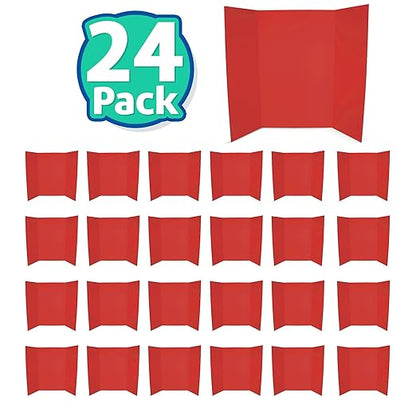 Flipside Products 36” x 48” Foam Project Boards for Presentations, Science Fair, School Projects, Event Displays and Trifold Picture Board - Red - 24 Pack
