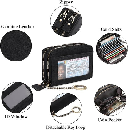 GOIACII Small Genuine Leather Wallet for Women, RFID Blocking Credit Card Holder Wallet