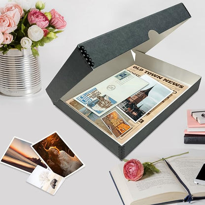 Lineco, 9x12 Gray Clamshell Archival Folio Storage Box, 1.75 Depth, Acid-Free, with Metal Edge, Preserves Picture Longevity, Store Photos Documents