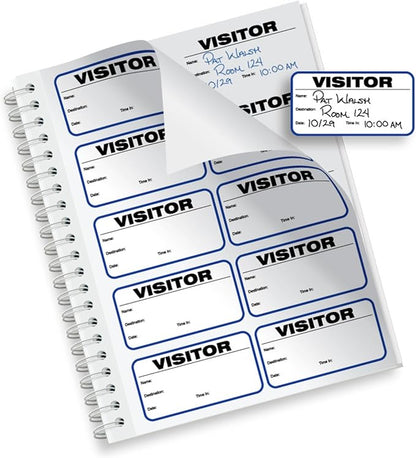 Threshold Visitor Badge Sign-in Book (500 Badges) | Name Tag Stickers | Hospital, Office, & Secretary Supplies | School Visitor Passes | Visiting Tag for Hospital | Visitor Badges