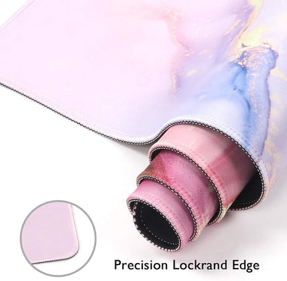 iCasso Extended Gaming Mouse Pad (35.4x15.7 in), Large 3mm Non-Slip Rubber Base Mousepad with Stitched Edges, Waterproof Keyboard Mouse Mat Desk Pad for Work, Game, Office, Home - Glitter Marble