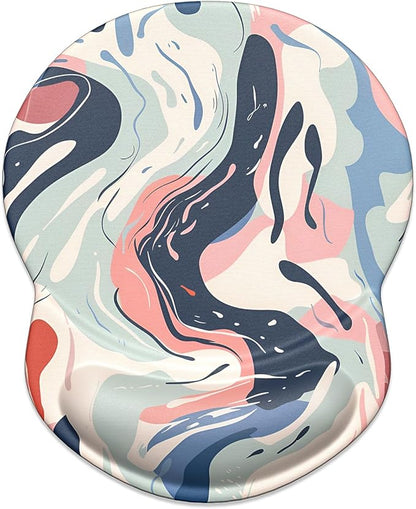 ITNRSIIET Ergonomic Mouse Pad with Gel Wrist Support Small Wrist Rest Smooth Surface Non-Slip PU Base Comfortable Office Supplies Pain Relief, 8.7 x 7.2 inches, Art Style Pattern