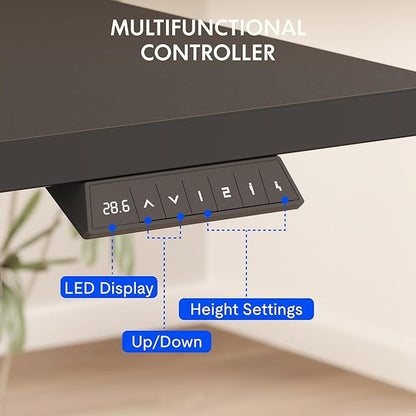 FLEXISPOT EN2 Whole-Piece Standing Desk with Clamp Power Strip, 48 x 30 Electric Stand Up Height Adjustable Desk with Cable Management (Gray Frame + 48" Black Top, 2 Packages)
