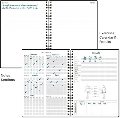 Fitness Journal for Women & Men,A5 Workout Journal/Planner Daily Exercise Log Book to Weight Loss, Gym, Muscle Gain, Bodybuilding Progress, 5.8"x8.3", Black