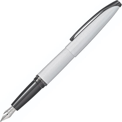 Cross ATX Brushed Chrome Fine Nib Fountain Pen - Refillable Pen for Smooth Writing - Black Ink - Comfortable Grip - Long-Lasting - Professional Office Supplies - Gift Box Included