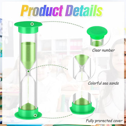 96 Pcs Back to School 5 Minute Sand Timer Bulk Colored Plastic Mini Multicolor Hourglass Stand Timer for Classroom Teacher School Home Office Time Management