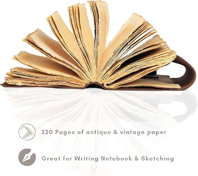 cuero C Compass Vintage Leather Journal - Antique Handmade Leather Bound journal with deckle edge paper Diary - Leather Sketchbook - Drawing Journal Notebook - Great Gift Men And Women (5X7 Inch)