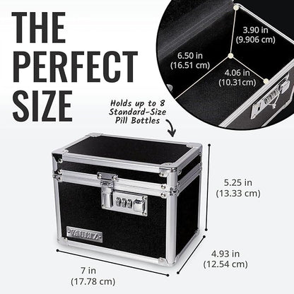 Vaultz Medicine Lock Box - 4 Pack - 5 x 7 x 5 Inches - Secure Cabinet Safe with Combination Lock - Ideal for Medications and Small Valuables - Black | Secure cabinet safe for medications, cash and small valuables, compact design fits shelves, drawers o...