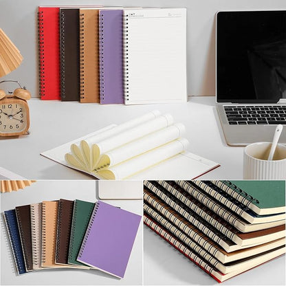 Leelosp 12 Pack Small Spiral Notebook A5 Lined College Ruled Spiral Journal Notebook 5.5 x 8.3 Inch Kraft Cover, 120 Pages for Work Students Office Business(Dark Color)