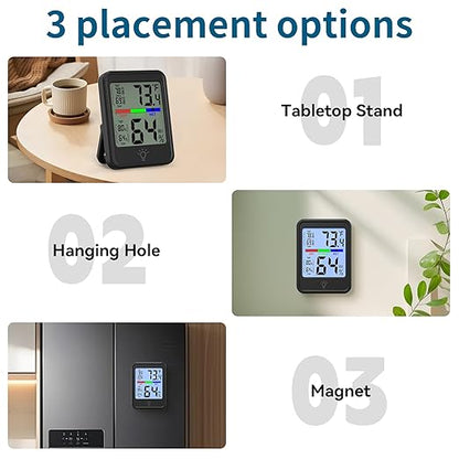Digital Thermometer Hygrometer, Indoor Wall Thermometer, Indoor Humidity Temperature Monitor with Max&Min Records Backlit for 10S for Greenhouse, Home and Office Measuring Devices