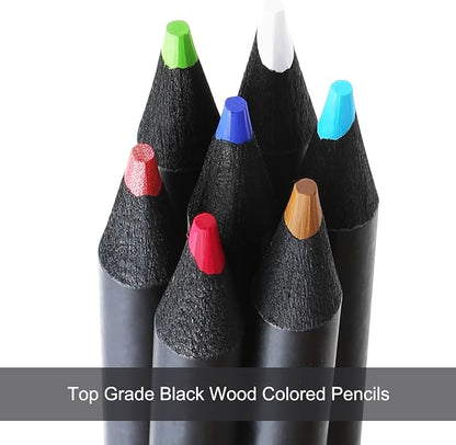 HIFORNY Premium Black Edition Colored Pencils for Adults Coloring – 72 Coloring Pencils with Smooth Pigments,Artists Soft Core,Drawing Pencils Art Supplies for Adults Beginners