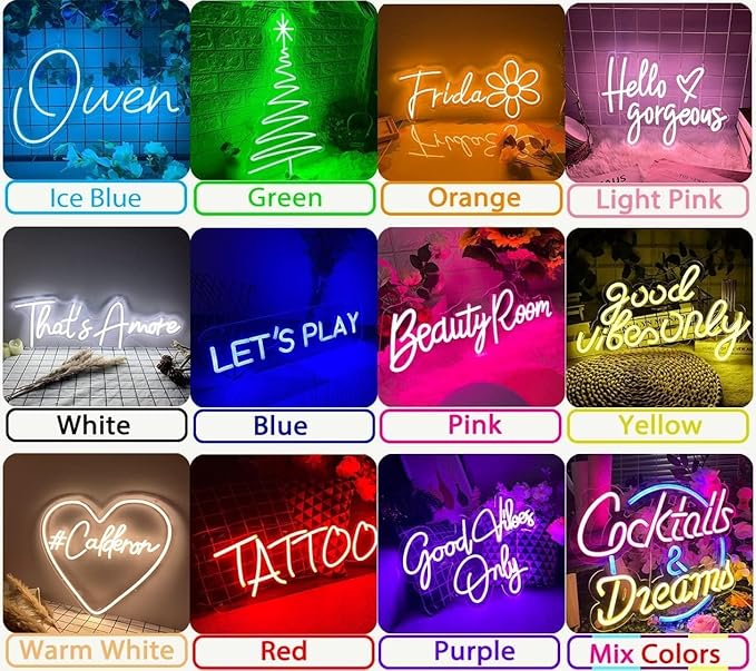 Custom Neon Signs, Neon Sign Customizable for Wall Decor, Personalized Neon Sign for Wedding Birthday Party Gift Party Bar Game Room Home Business Shop Name Logo Neon Sign (2 Lines)