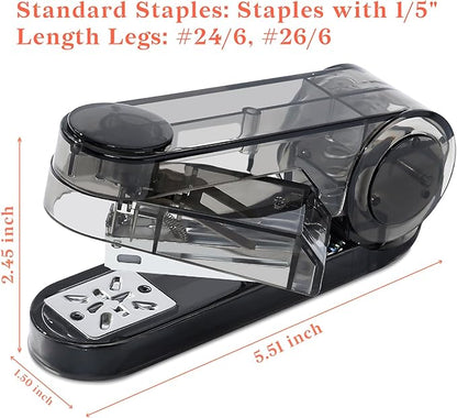 Temiary Swing-Arm Swivel Stapler with 400 Staples, 360 Degree Rotate Desktop Staplers for Booklet or Book Binding, 25 Sheet Capacity for Desk Classroom Office Supplies (Black)