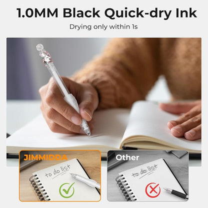 8 Pack Ballpoint Pens - 1.0mm Fidget Rotating Black Ink, No Smudge | Medium Point Smooth Writing - Soft Grip, Quick-drying Pens for Journaling, Cute School & Office Supplies, Gift for Women Men