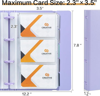 deli Business Card Holder, 180 Cards Book Portable Business Card Organizer for Men & Women, Professional Credit Cards Binder, Purple