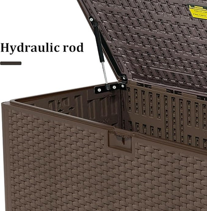 Yardgrace 180 Pro Gallon Deck Box,Outdoor Storage Box Lockable,Waterproof for Patio Furniture, Garden Tools, Pool Accessories, Package Delivery Boxes For Outside, Brown