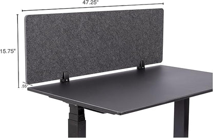 Stand Up Desk Store ReFocus Raw Clamp-On Acoustic Desk Divider Mounted Privacy Panel to Reduce Noise and Visual Distractions (Anthracite Gray, 47.25" x 16")