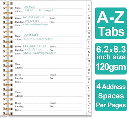Address Book with Alphabetical Tabs - A5 Telephone & Address Book with Address Contacts, Special Date, Phone, Birthday & Internet Login Password for Home and Office, 6.2" x 8.5", Teal Flowers