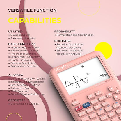 TOVO Scientific Calculator with Graphing Functions, Multiple Modes, 360 Functions, Large Screen, Intuitive Interface for Beginners, High School & Advanced Courses, TS-259 (Developed by CATIGA)