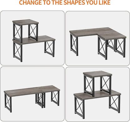 Honiter Desk Shelf for Top of Desk, Wood Desktop Shelf, 2 Tier Adjustable Bookshelf Organizer, Freestanding Stackable Desk Stand Storage Organizers Kitchen Counter Display Rack