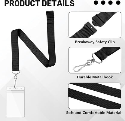 24-Pack Rainbow Breakaway Lanyards with Waterproof Badge Holders, Polyester Neck Straps for ID Cards, Events, Office, and Schools