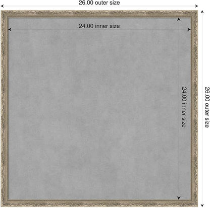 Amanti Art Silver Framed Magnetic Board 26x26 Medium Vision Board for use with Magnets, 100% Metal Sheet to Display Items as Office Decor or for Home Organization in mudroom, Kitchen or Kids Room