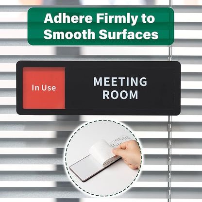 Conference Room Office Door Sign Do Not Disturb,Versatile In-Use/Available Slider Sign for Business Home, Meeting Vacant Occupied Privacy Room Sign,Frosted Black 8" x 2.6"